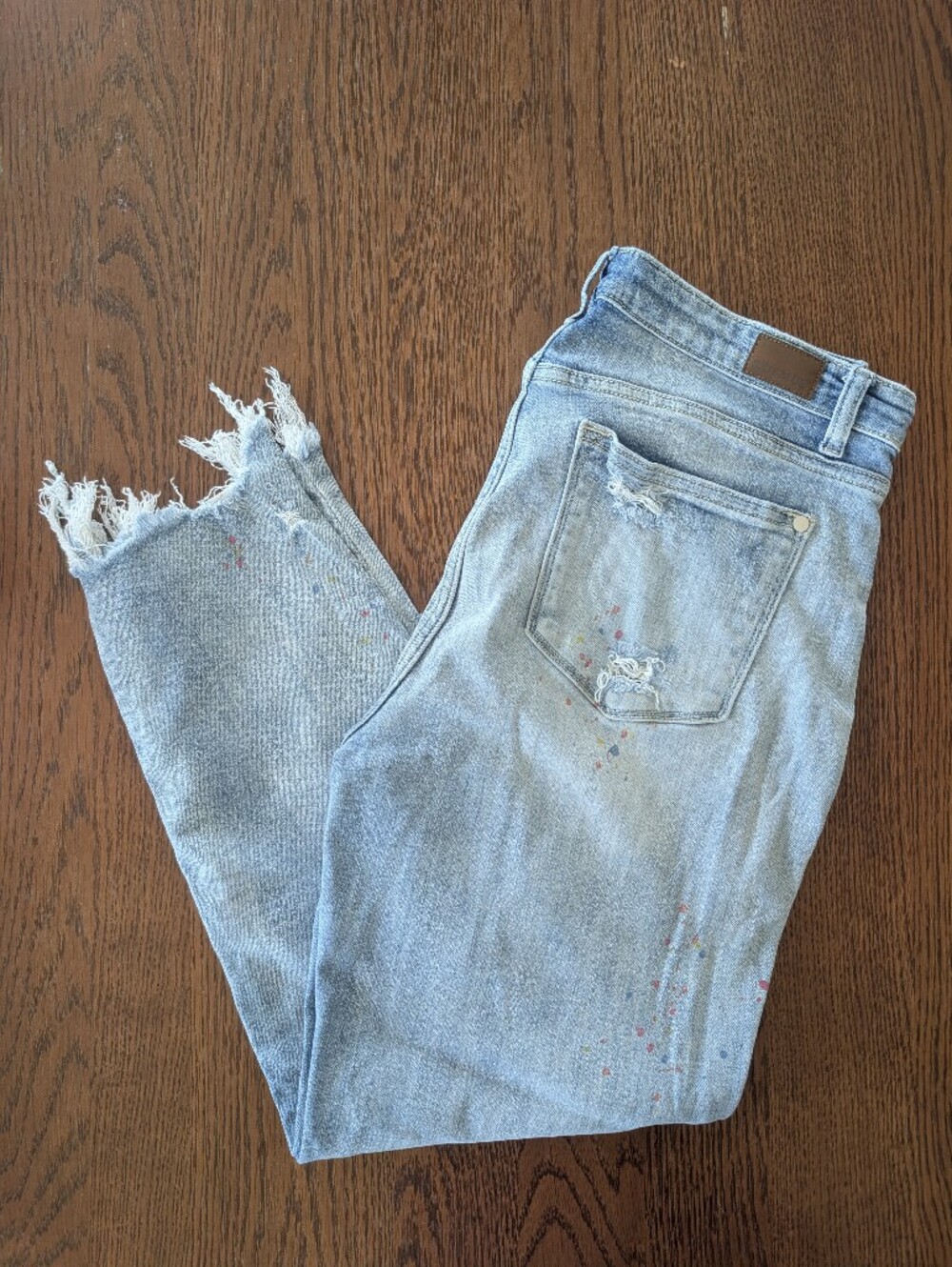 Judy Blue High-Rise / Mid-Rise Destroyed Paint Splatter Cropped Boyfriend Jeans